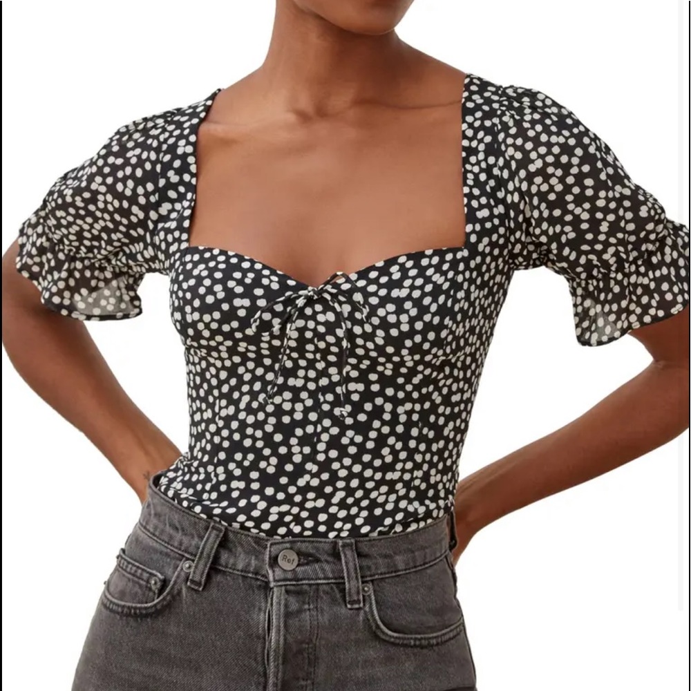 Reformation Delevan Ruffle Sleeve Top